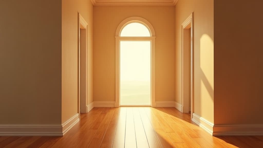 Warm honey-toned hardwood hallway restored by GrainLine